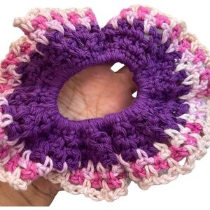 purple pink crochet scrunchie holiday birthday handmade gifts cotton
